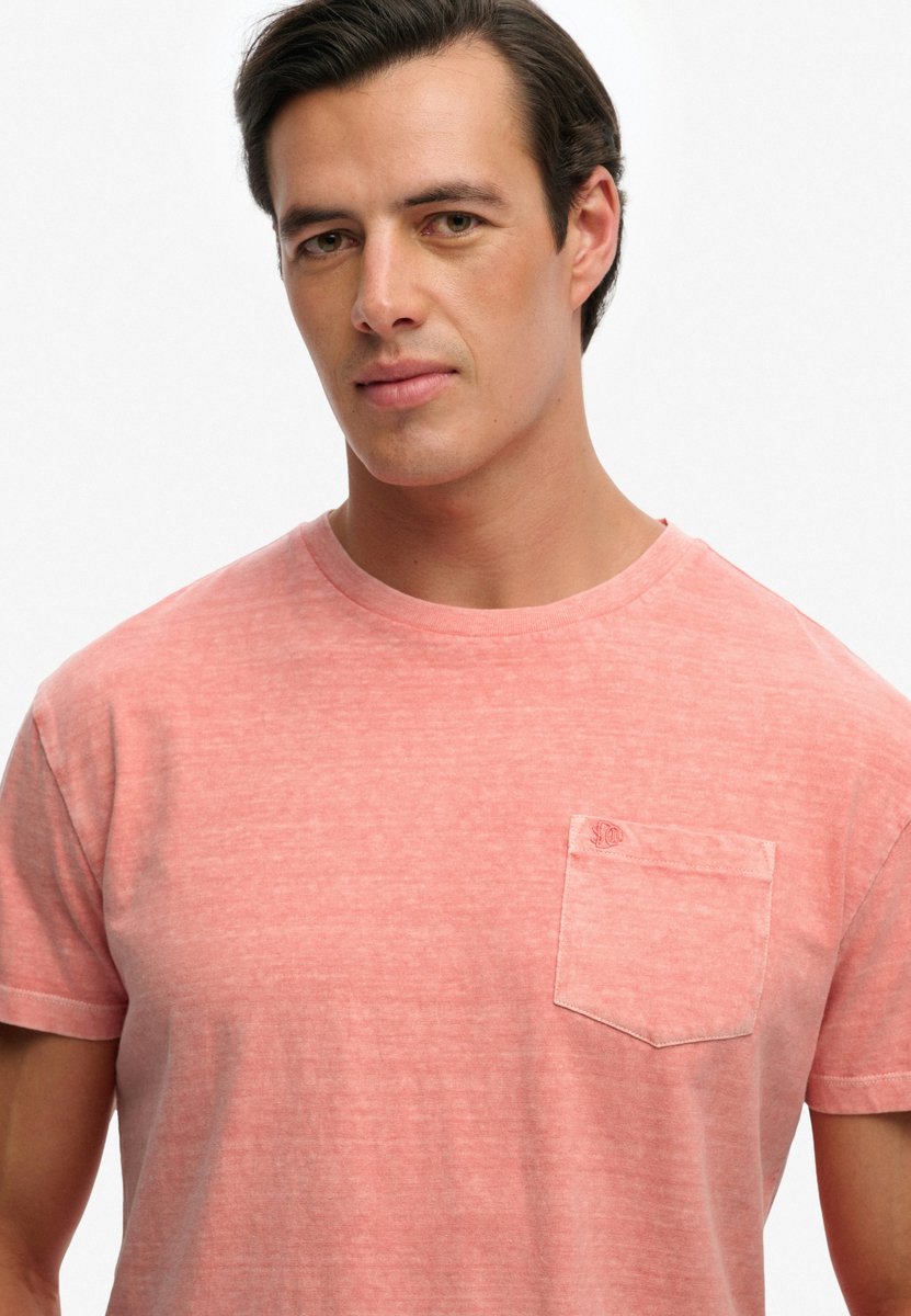 Superdry Klassiek Katoenen Linnen T-shirt met Zak Heren T-shirts Koraal