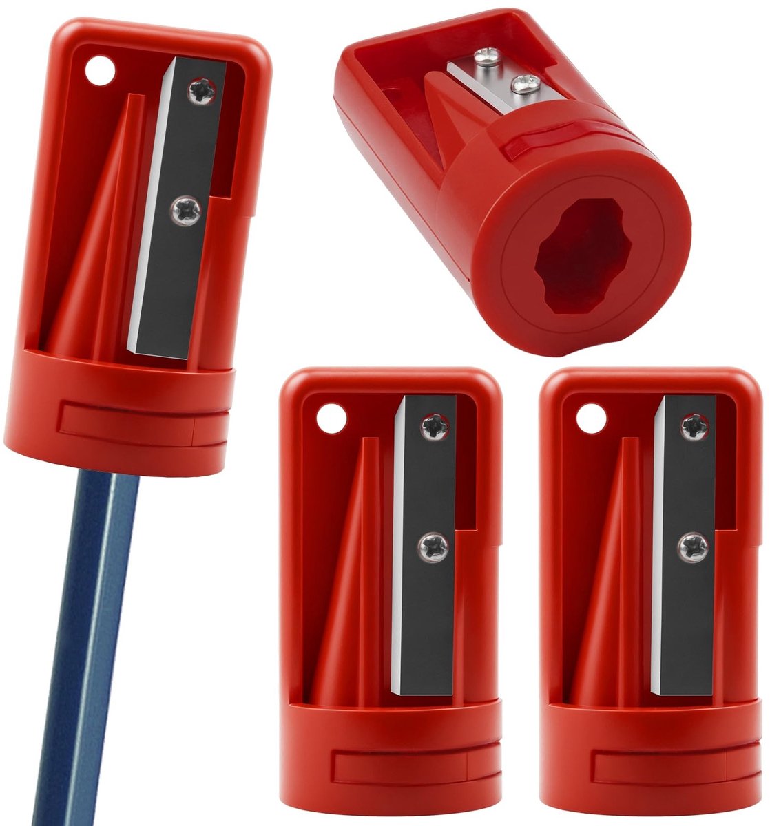 Dailygoods - 4 Stuks Timmermans Puntenslijper - Handmatige Potloodsnijder voor Houtbewerking