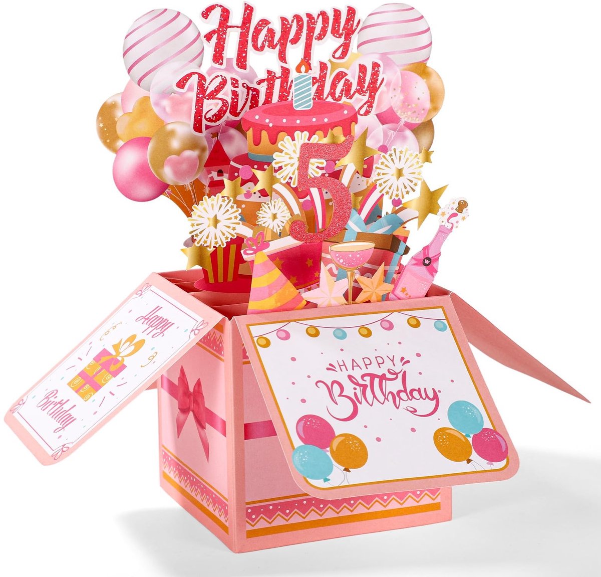 Dailygoods- Pop Up Kaart Gelukkige Verjaardag - 3D Wenskaart - Kleurrijk - Inclusief Envelop - Creatief Cadeau - Afmetingen 26x26x19,8cm