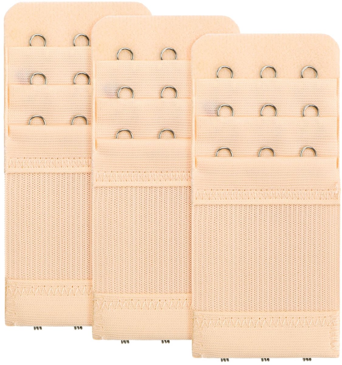 Dailygoods- BH-bandverlengers 3 stuks - Zachte rekbare beha-extenders - Roestvrijstalen haken - 3 rijen - Comfortabel voor gevoelige huid - 9,7 x 4,4 cm - Beha-extender