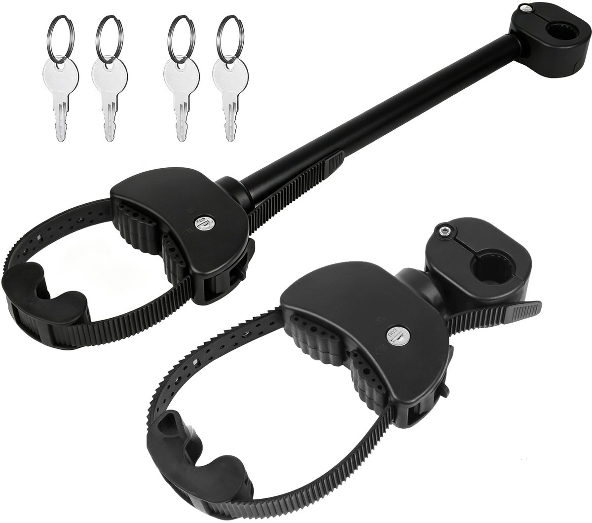 Zwarte Framehouder Set met Band Fietsendrager (2 Stuks) – 45 cm Strap – Voor E-bike & Fiets – Caravan & Camper