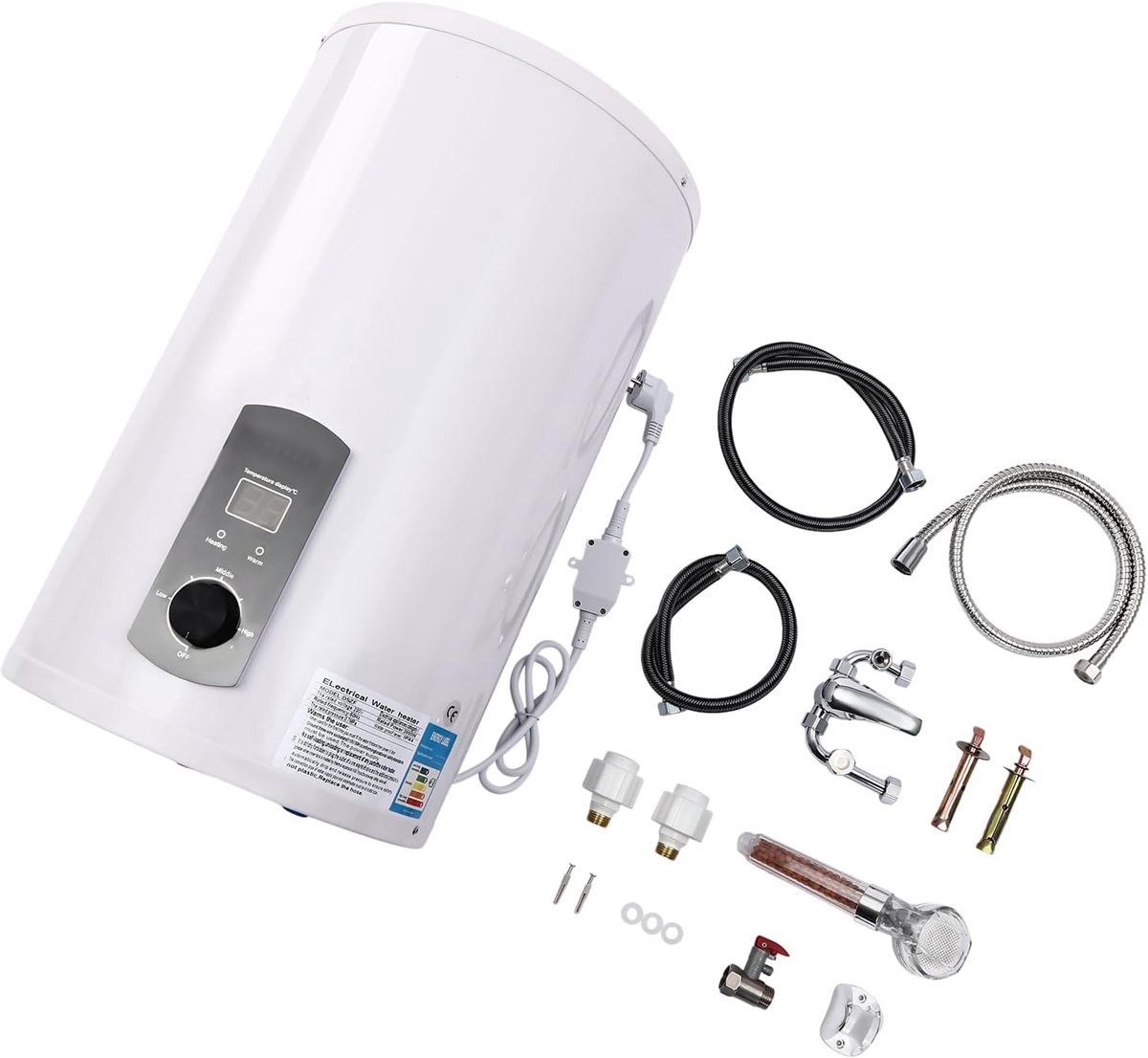 Elektrische Doorstroomboiler - Warmwater Ketel - Direct Warm Water - Digitale Temperatuurweergave - 35 Liter - Wit