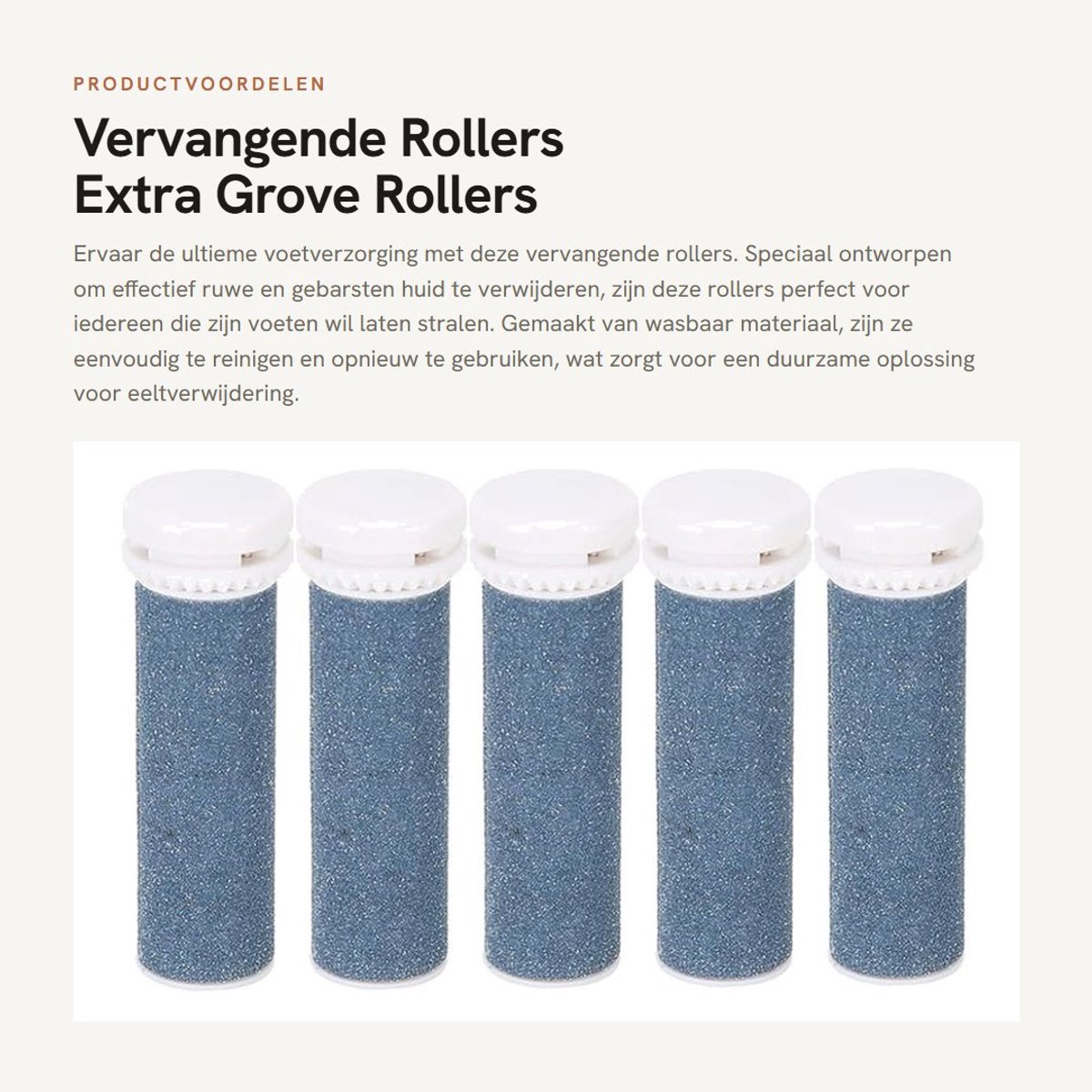 Dailygoods- Vervangende Rollers 5 Stuks - Grove Rollers - Eeltverwijderaar - Voetverzorging - Wasbaar Materiaal - Effectieve Verwijdering Ruwe Huid