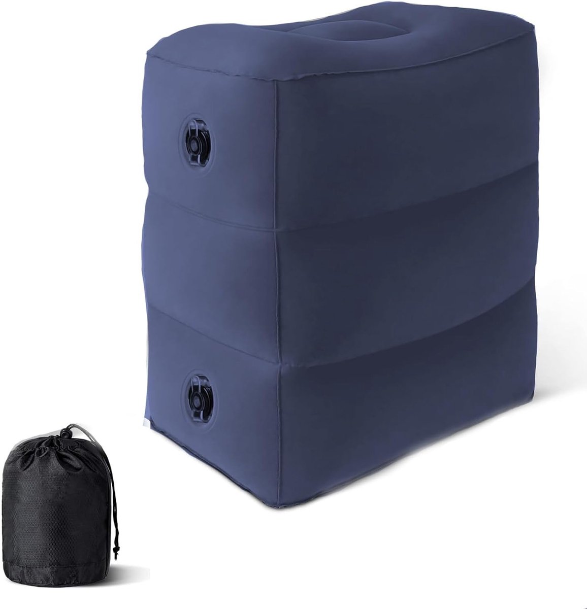 Verstelbaar Opblaasbaar Voetkussen voor Reis, Perfect voor Vliegtuig, Thuis en Kantoor, Blauw, Comfortabel en Ondersteunend