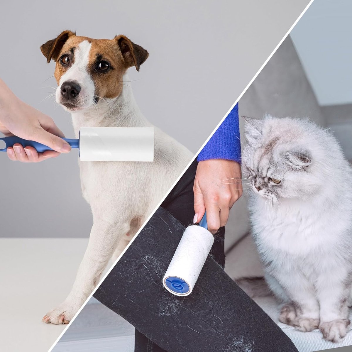Pluisroller Set - Transparante Rollen - Extra Kleefkracht - Ergonomische Handgreep - Voor Dierenliefhebbers