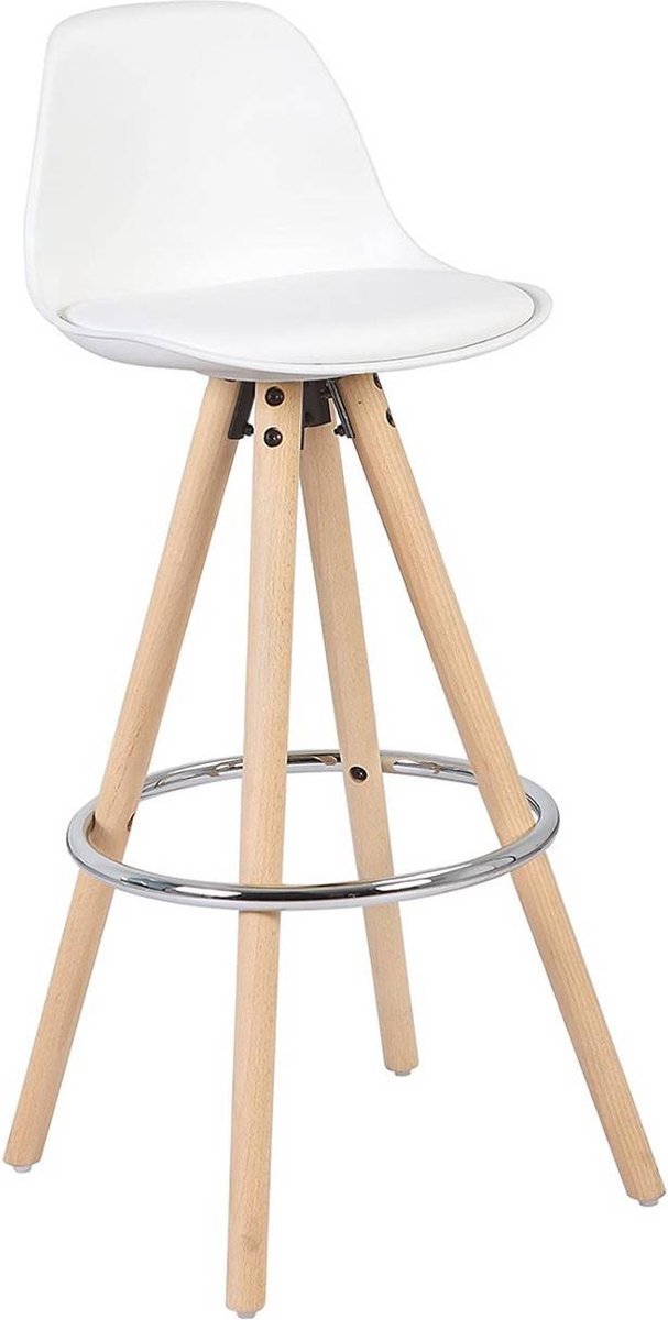 Saphly Barkrukken Set 75cm Wit - Zithoogte 75cm, Kunstleer en Met rugleuning - Voor Eetkamer, Keuken en Woonkamer
