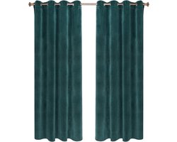 Gordijnenset 140x270cm Groen - Verduisterend, Fluweel en Set van 2 - Voor Woonkamer, Slaapkamer en Privacy