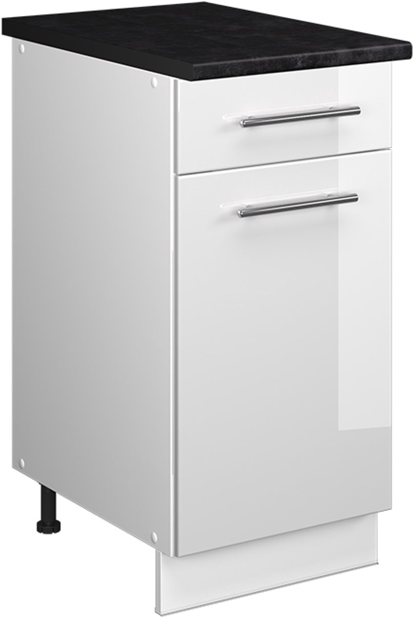 Vicco Onderkast voor spoelbak/kookplaat Fame-Line, Wit Hoogglans/Wit, 40 cm, WB Antraciet