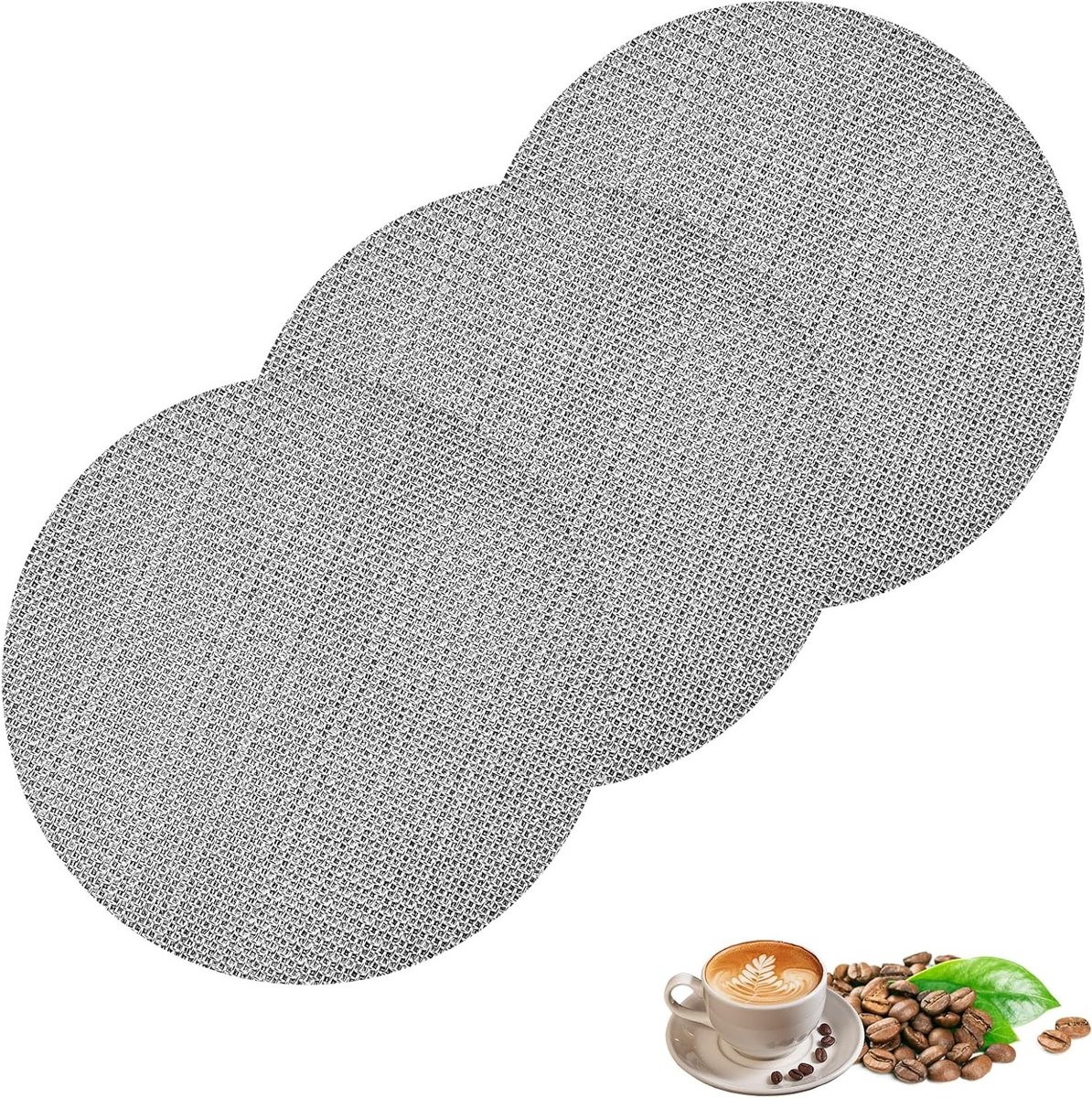 3 Stuks Herbruikbare Koffie Puck Filters van Roestvrij Staal, Perfect voor Espresso Portafilter en Koffie Accessoires, 51 mm Dikte