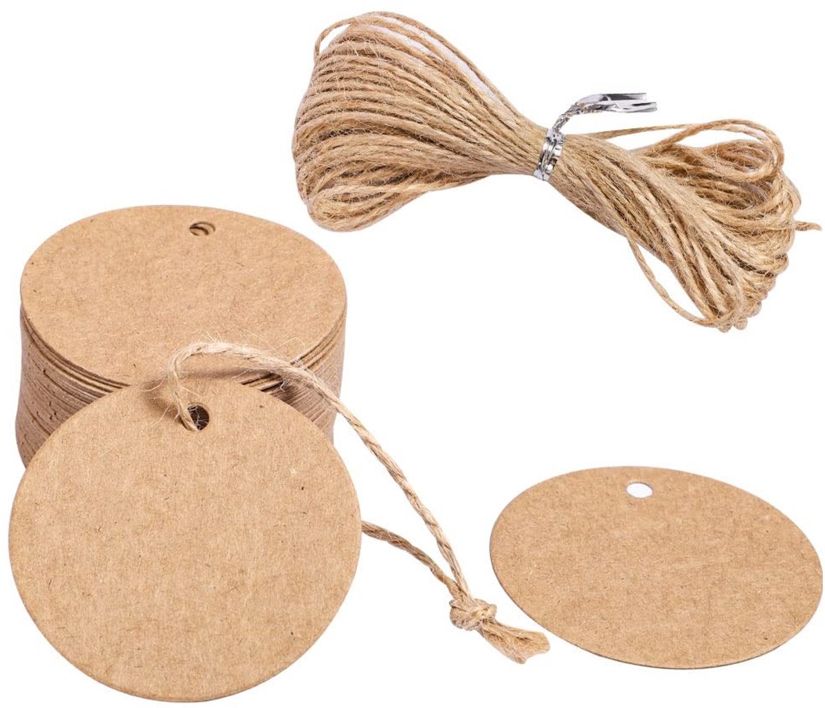 Dailygoods - 50 Stuks Bruine Cadeaulabels - Kraftpapier met Jute Touw