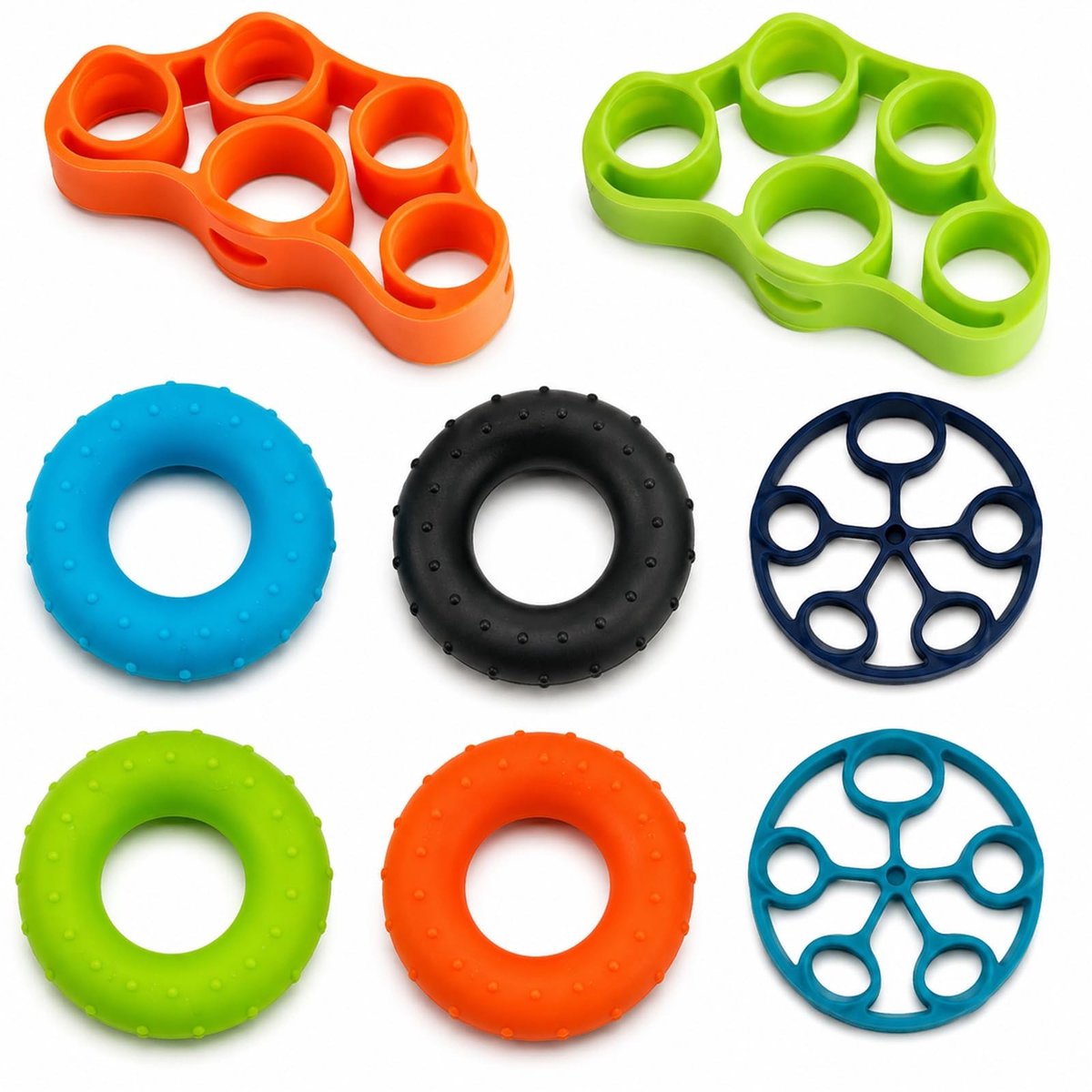 Dailygoods - 8-delige Handtrainer Set - Grip Trainer en Vingertrainer