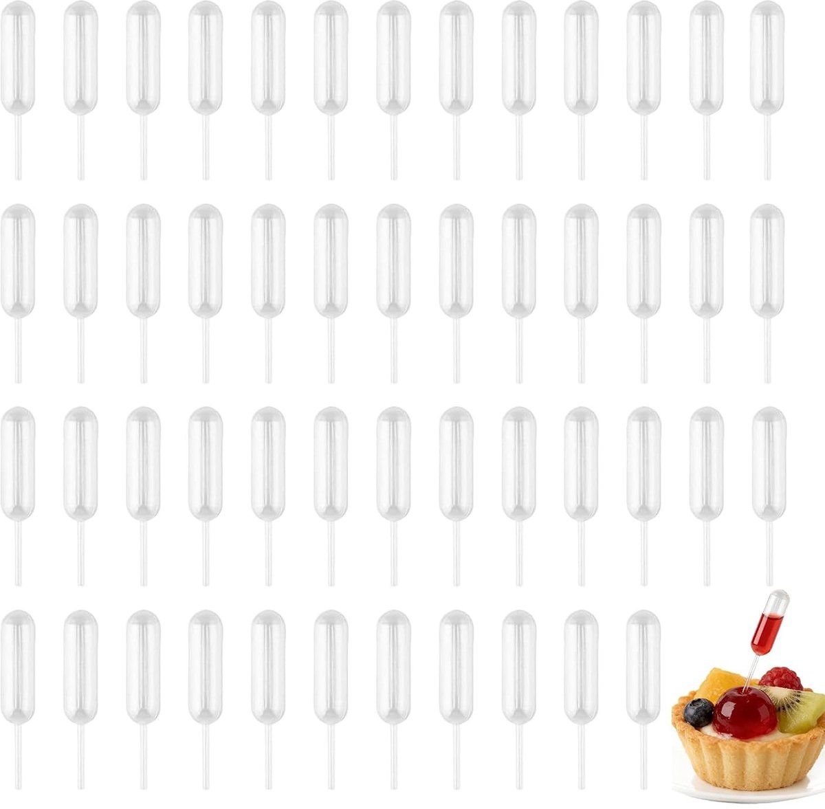 Set van 50 Plastic Pipettes voor Keuken en Bakken - 2 ml Mini Squeeze Pipetten voor Vloeistoffen, Chocolade, Jam en Cupcakes