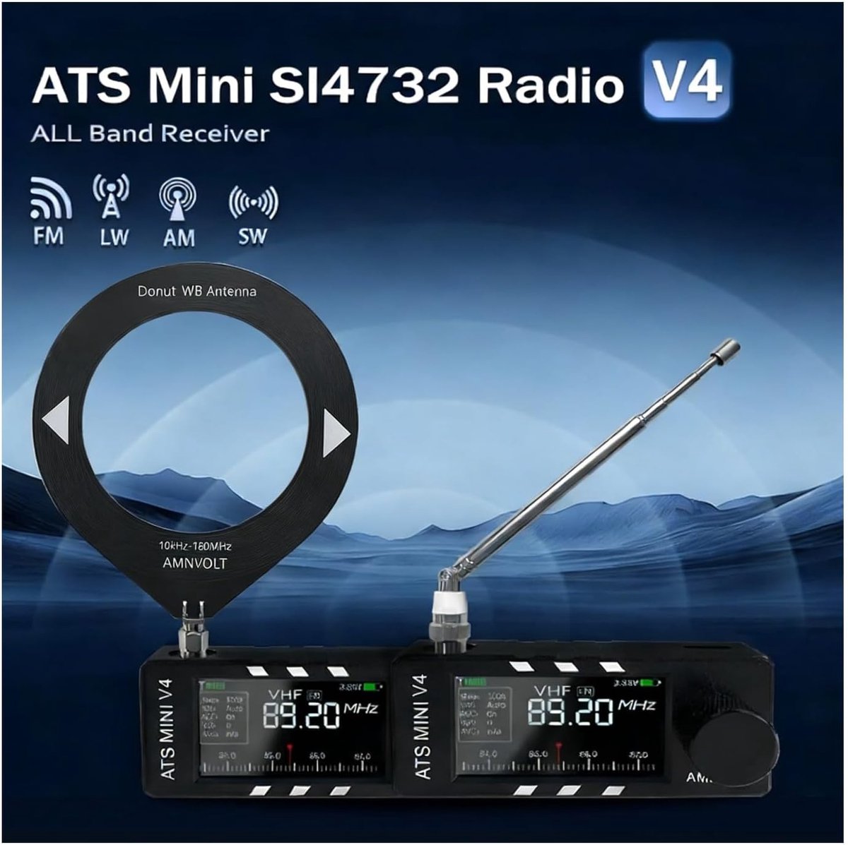 SnelShoppen - Cuifati Si4732 DSP Mini Kortegolfradio-ontvanger, Draagbare AM FM USB LSB HF SW MW VHF Radio met 1,9 Inch IPS-scherm voor Wandelen, Kamp