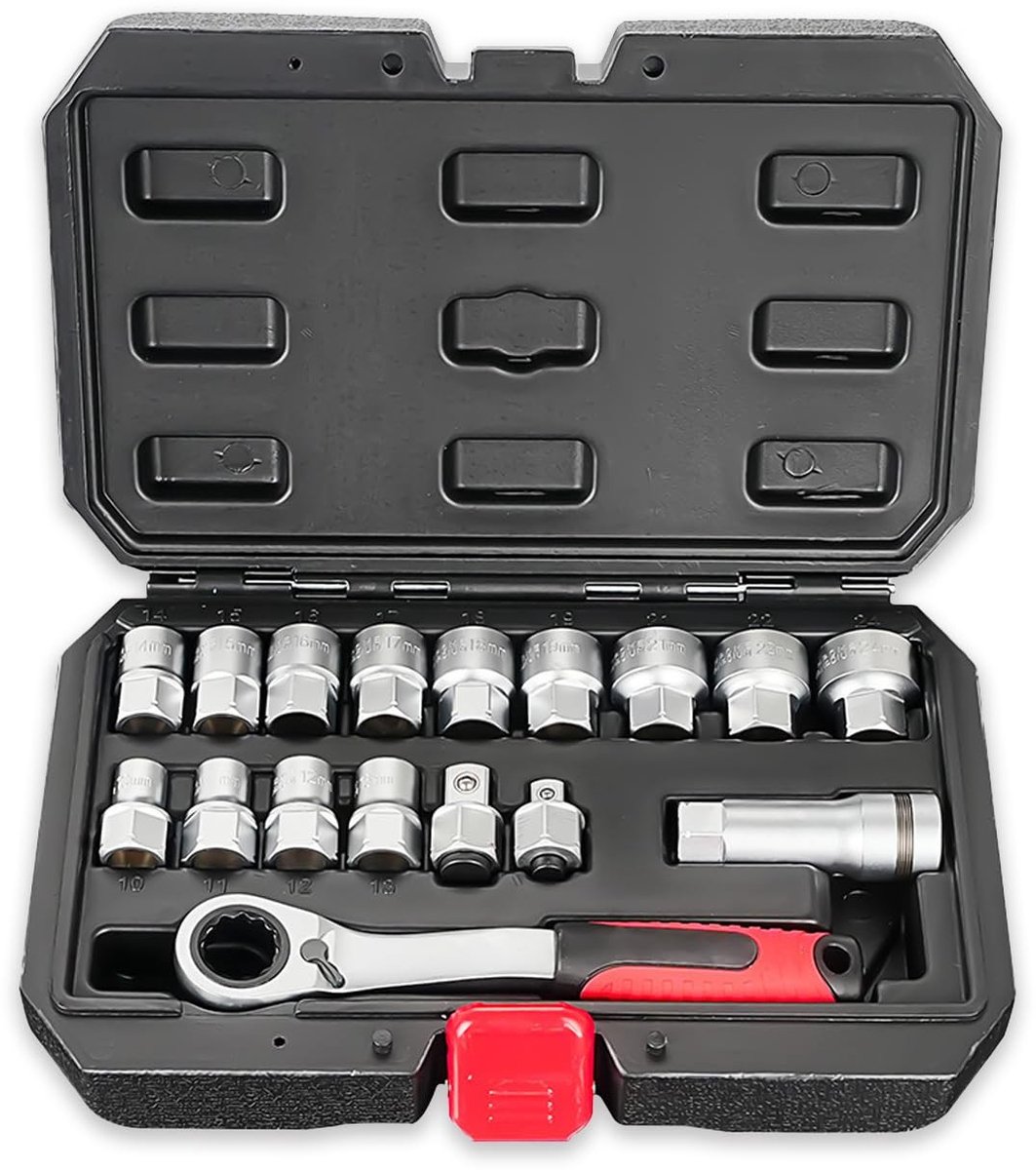 Omgoods - 17-delige Steeksleutelset met Reversible Ratchet