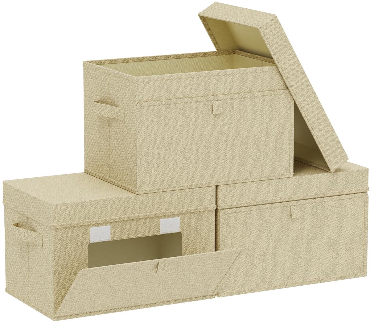 Omgoods - Opbergdoos met Deksel, 38 x 25 x 25 cm, Grijs en Beige
