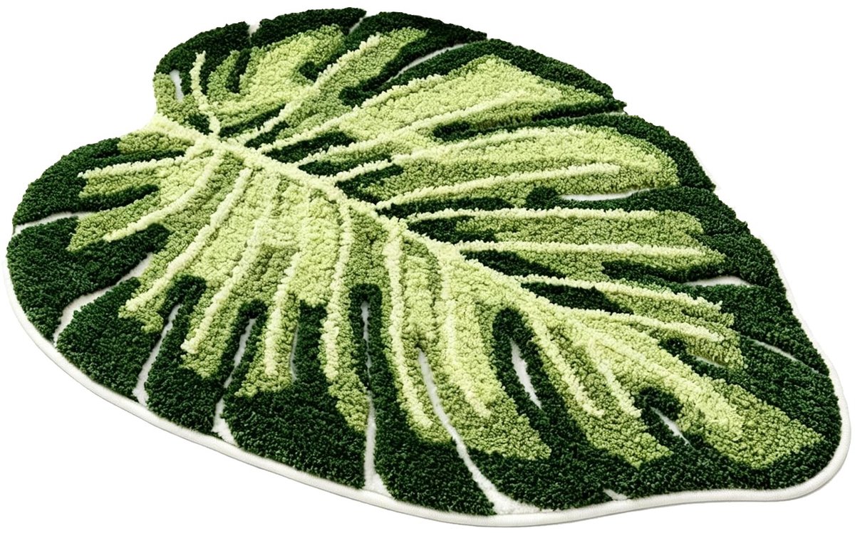 Omgoods - Monstera Bladvormige Badmat 50 x 80 cm, Zacht en Absorberend