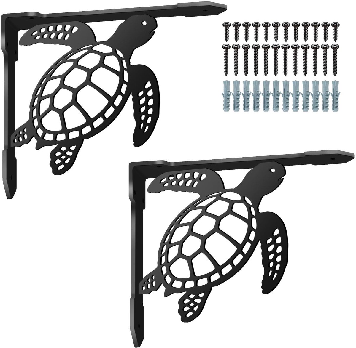 Omgoods - Set van 2 Heavy Duty Plankbeugels van Zwart Ijzer