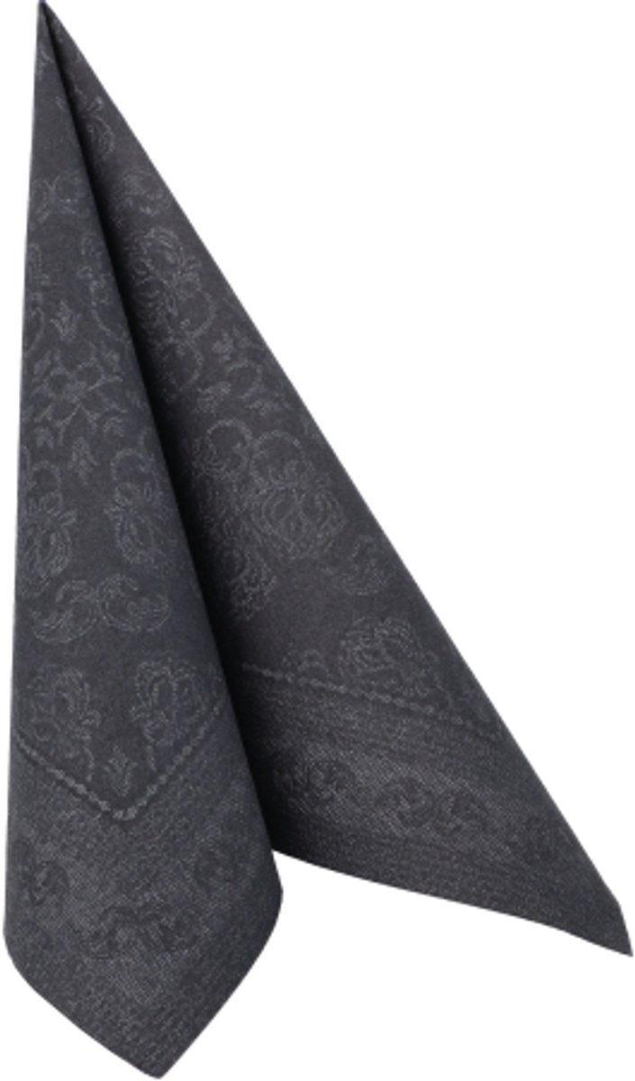 5x 50 Servetten ROYAL Collection 1/4 vouw 40 cm x 40 cm zwart Arabesque