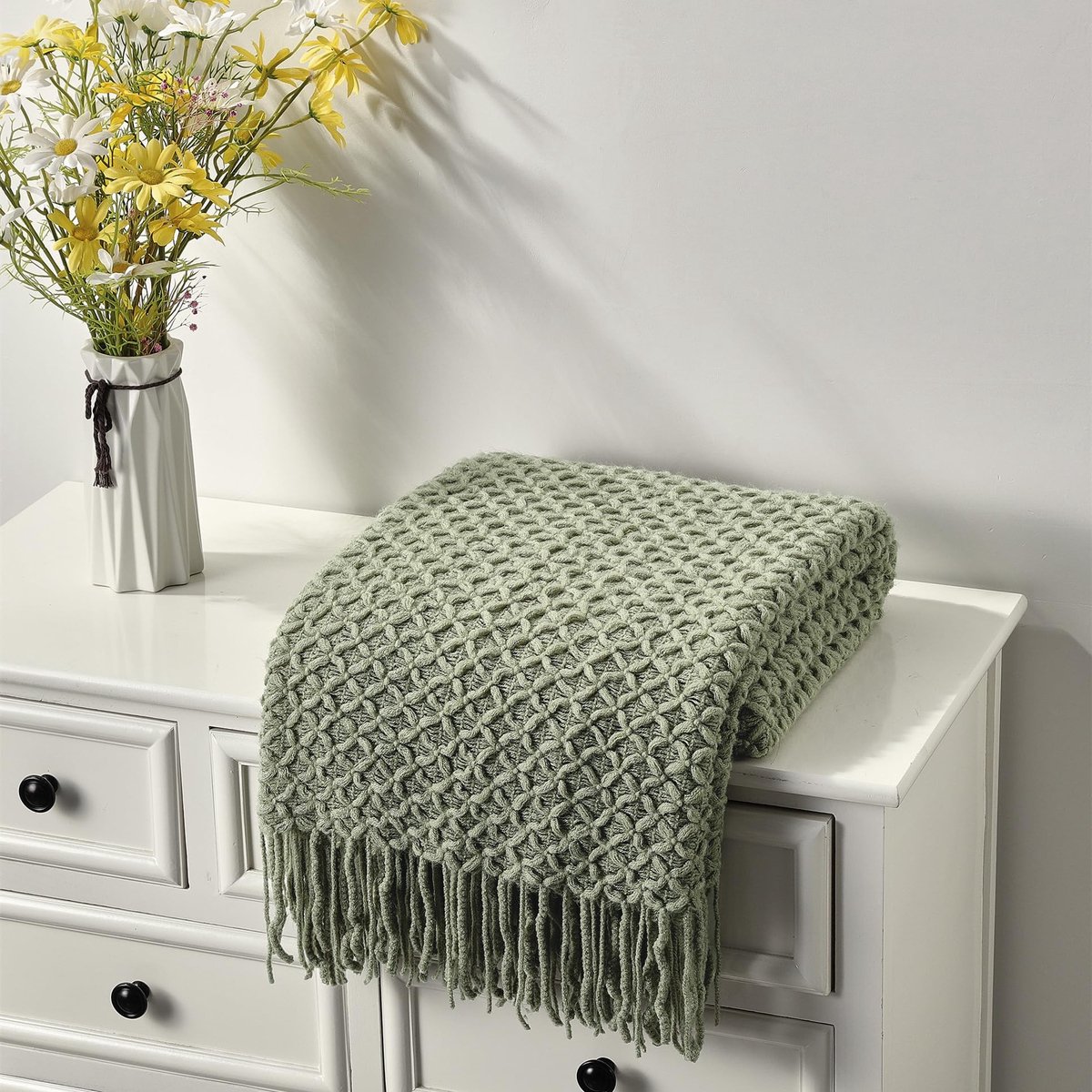 Omgoods - Boho Gehaakte Deken voor Sofa en Bed, Zacht en Warm