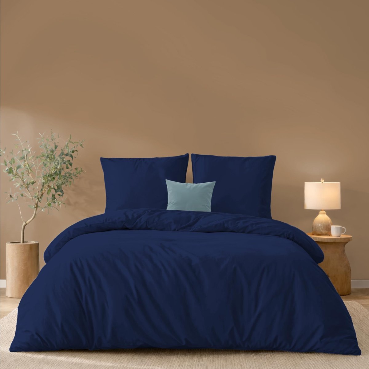 Omgoods - Duvet Cover Set 240 x 220 cm met 2 Kussenslopen in Donkerblauw