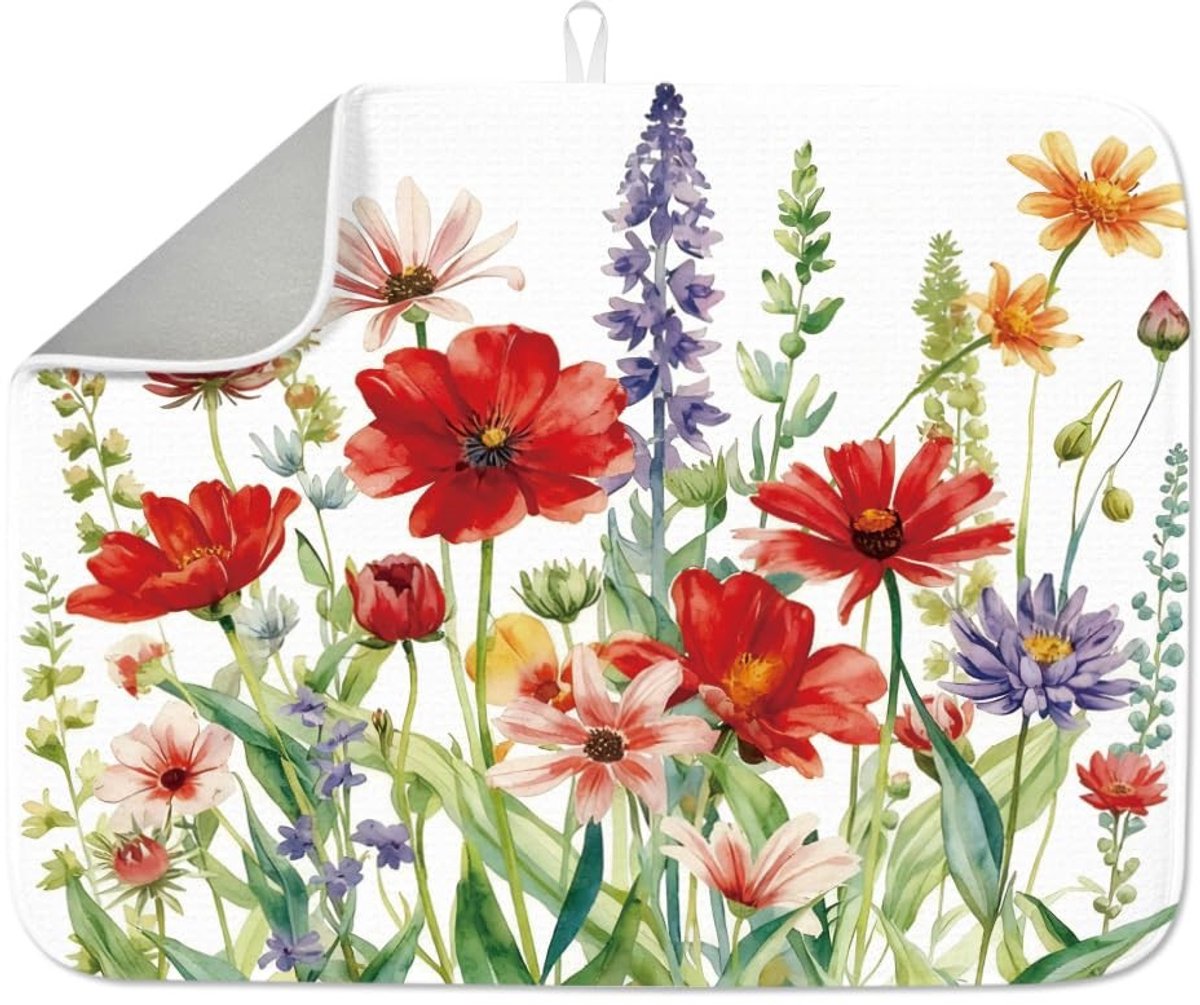 Omgoods - Wildflowers Schotel Droogmat voor Aanrecht 45x50 cm