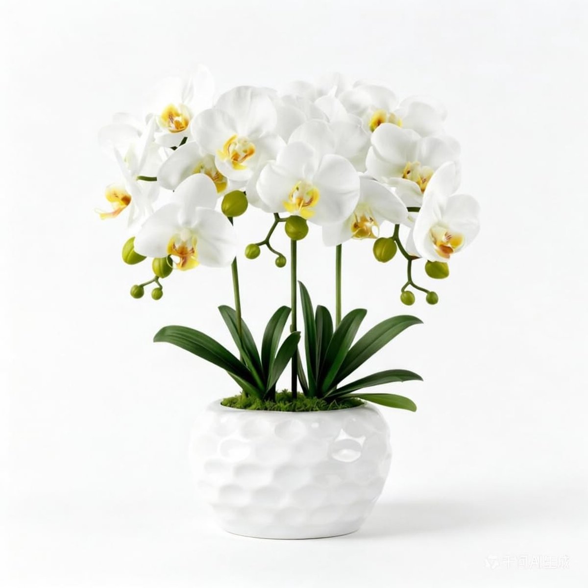Omgoods - Kunstorchideeën in Pot, Witte Phalaenopsis voor Binnendecoratie