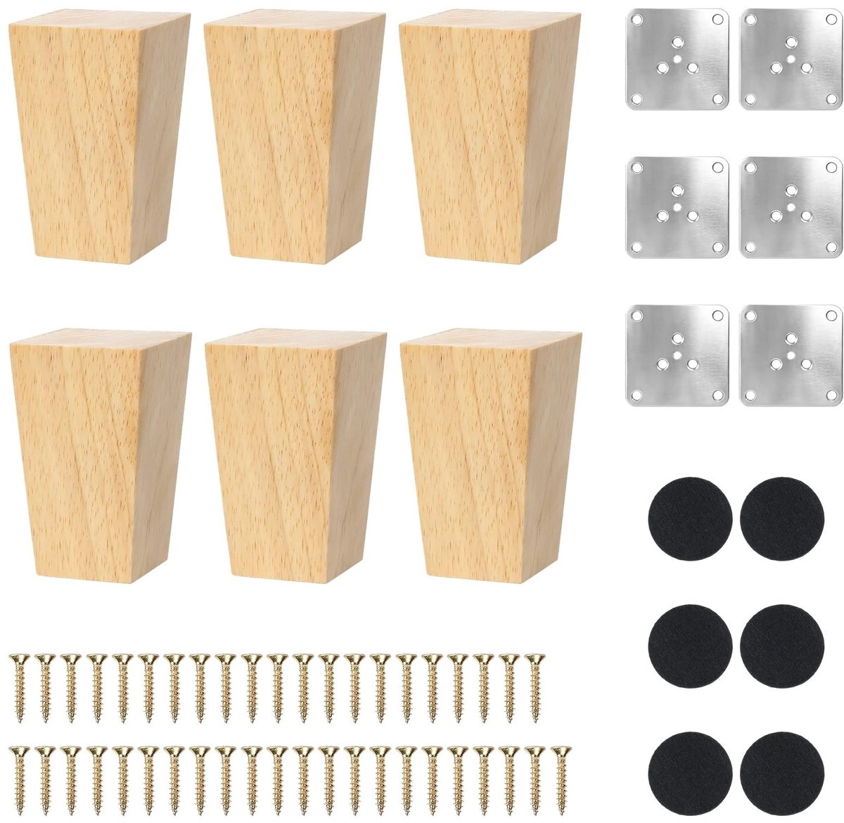 Omgoods - Set van 6 Houten Tafelpoten voor Meubels