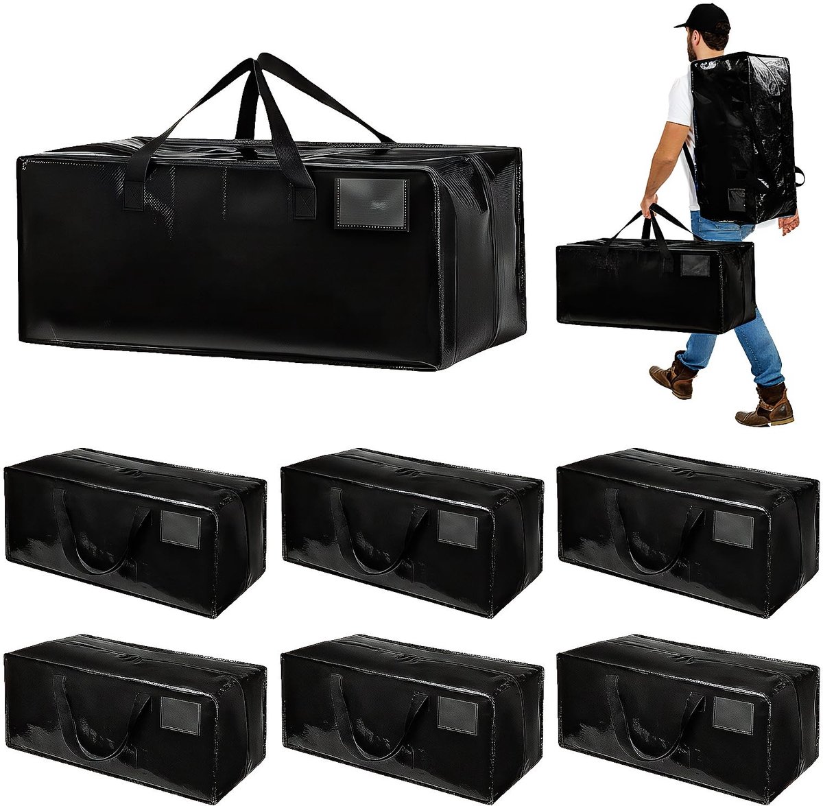 Omgoods - Grote Waterdichte Verhuistas, 90 L, Ruimtebesparend, Set van 6