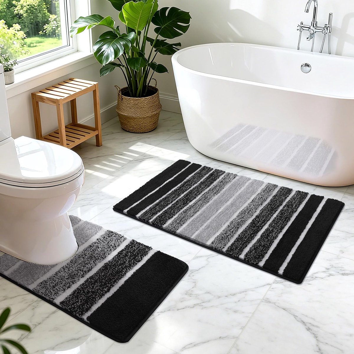 Omgoods - Set van 2 Antislip Badmatten, Zacht en Waterabsorberend