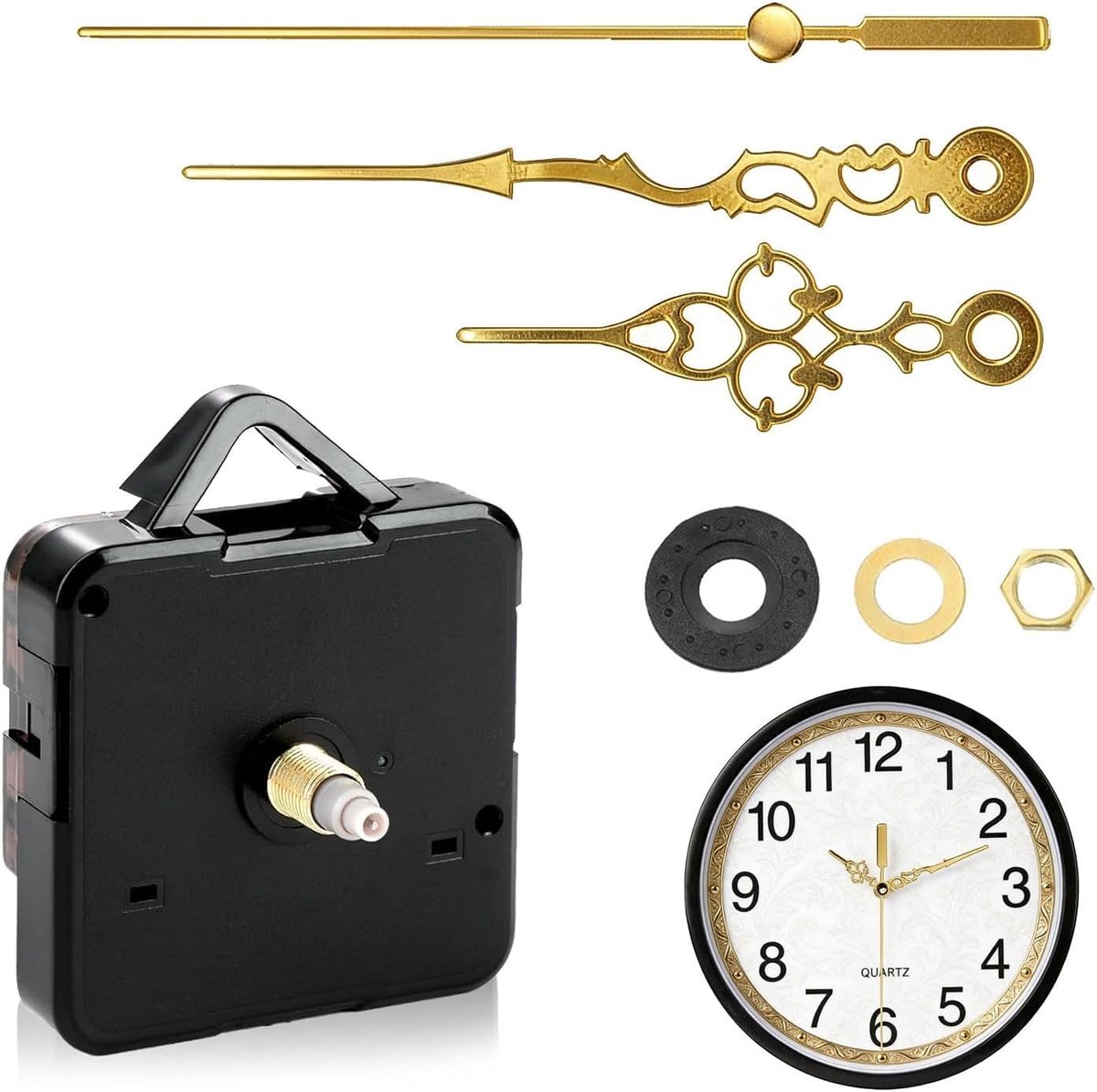 Wandklok reparatieset - stille quartz beweging - goudkleurige wijzers - universele compatibiliteit - ShopVlot