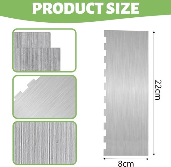 1 stuk taartspatel taartschraper roestvrij staal 22 x 8 cm zilver voor verschillende vormen van kam-taartranden, taartspatel taartschraper voor mousse botercrème — afbeelding 2