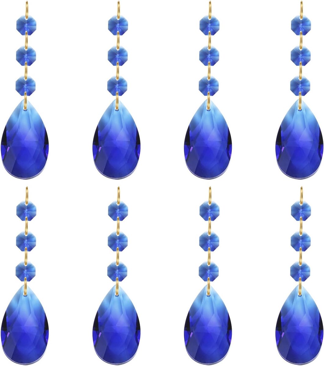 Teardrop kristallen kroonluchter hangers kralen, 8 stuks 100 mm lengte 38 mm kroonluchter prisma's onderdelen ornamenten hangende kralen voor doe-het-zelf kunst ambachten decoratie,