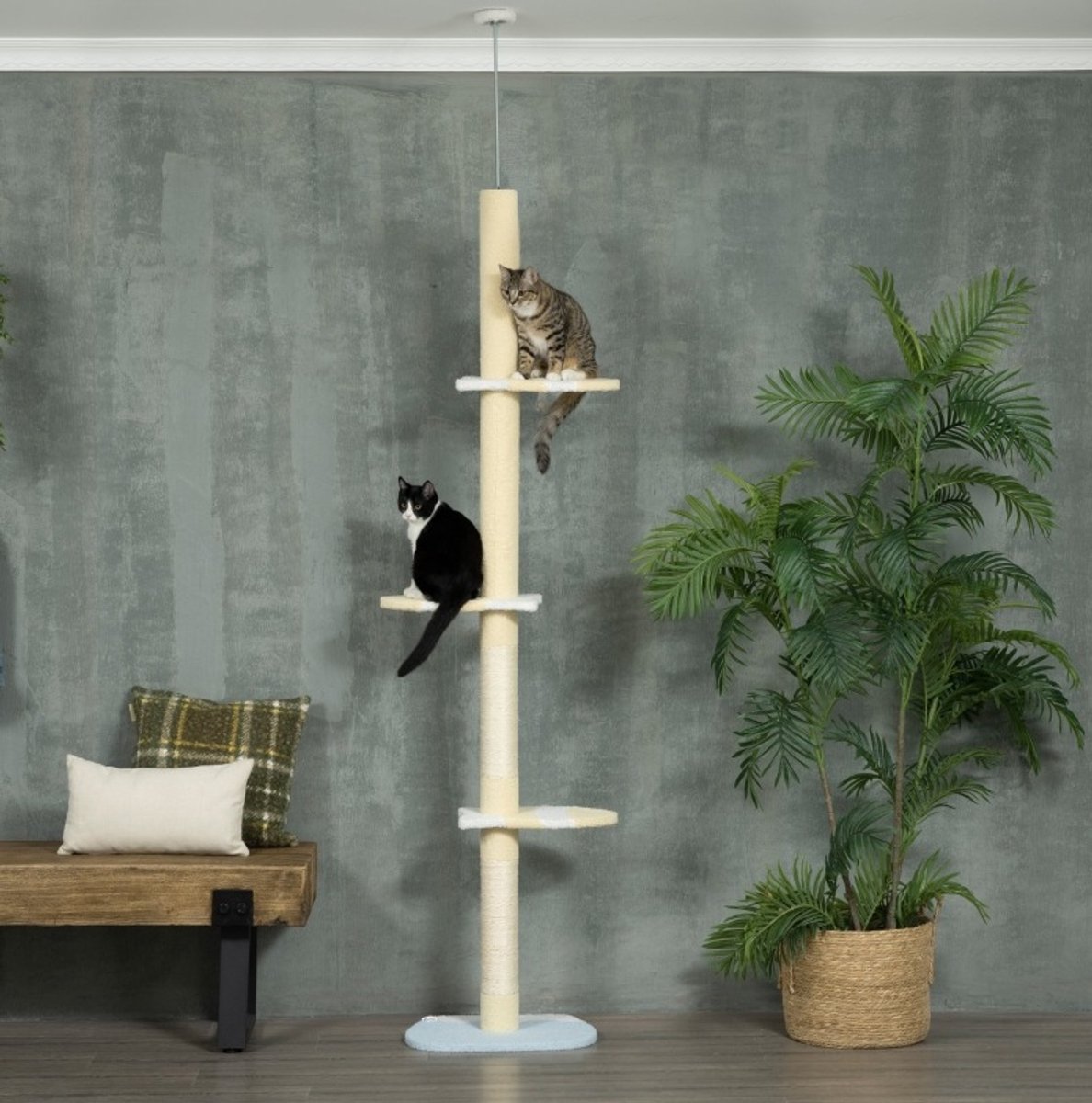 COVREO Krabpaal 220-260 cm, 47 x 34 cm, geel, sisal en pluche, verstelbaar