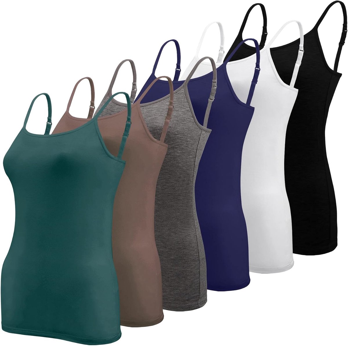 6 stuks onderhemd dames spaghetti top onderhemd spaghettibandjes met verstelbare riem basic caami tanktop voor vrouwen en meisjes