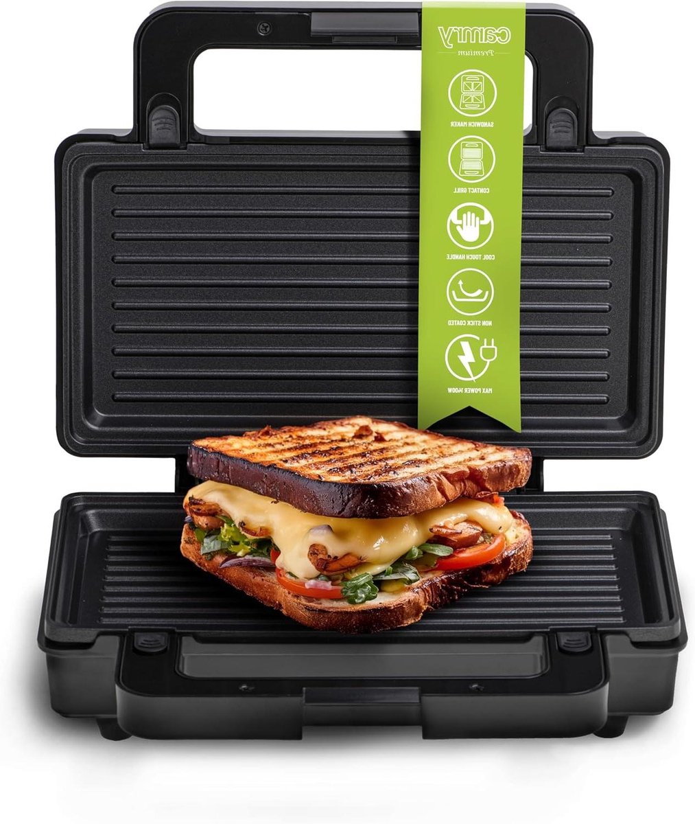 Contactgrill - Panini Maker - Snacks Bereiden - 3 Wisselbare Platen - 1400 Watt - Zilver Zwart
