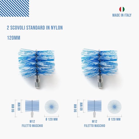 Schoorsteenborstel Pelletkachel Rookkanaal Ø 120 mm Nylon M12 — afbeelding 4