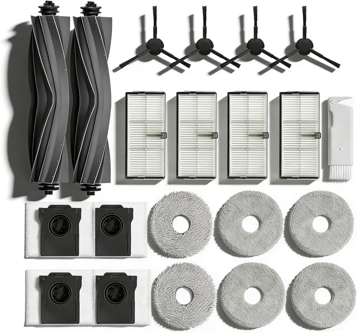 Accessories voor Dreame L10s Pro Ultra Heat/ L10s Ultra Gen 2/ L40 Ultra AE | JoyBros Vervangingsonderdelen van Mova E30/ L40 Ultra A 6 Doeken, 4 stofzak, 4 Filters HEPA, 2 hoofdborstels, 4 Zijborstels