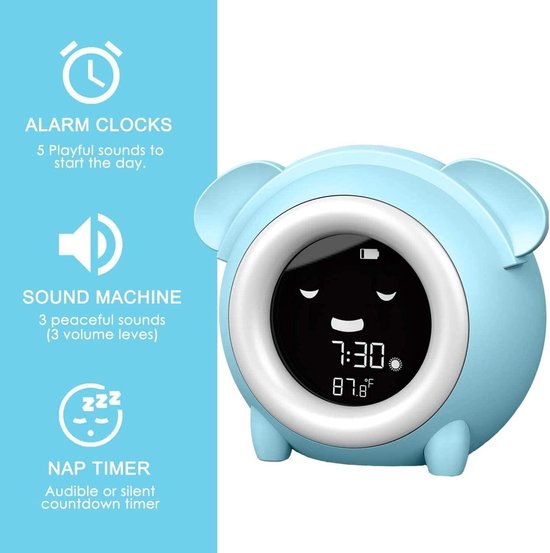 SnelShoppen - Kinderwekker met Nachtlampje, Kleurrijke Thermometer, Slaaptrainer, Timer, Geschikt voor Kinderen, Multi-kleurig, Perfect voor de Kinder — afbeelding 2