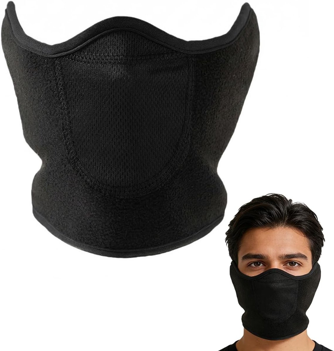halve bivakmuts, skiën, stormmasker, winter, gezichtsmasker, zwart, eenheidsmaat, koudebescherming met oorbescherming, voor motorrijden, skiën, snowboarden, joggen en outdoorsport