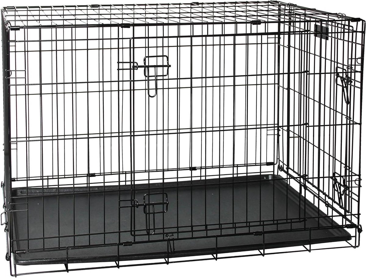 Honden Transportbox - Reiskennel Hond - Veilig Vervoer - Sterke Staaldraad Constructie - 78 x 48 x 55 cm - Meerkleurig