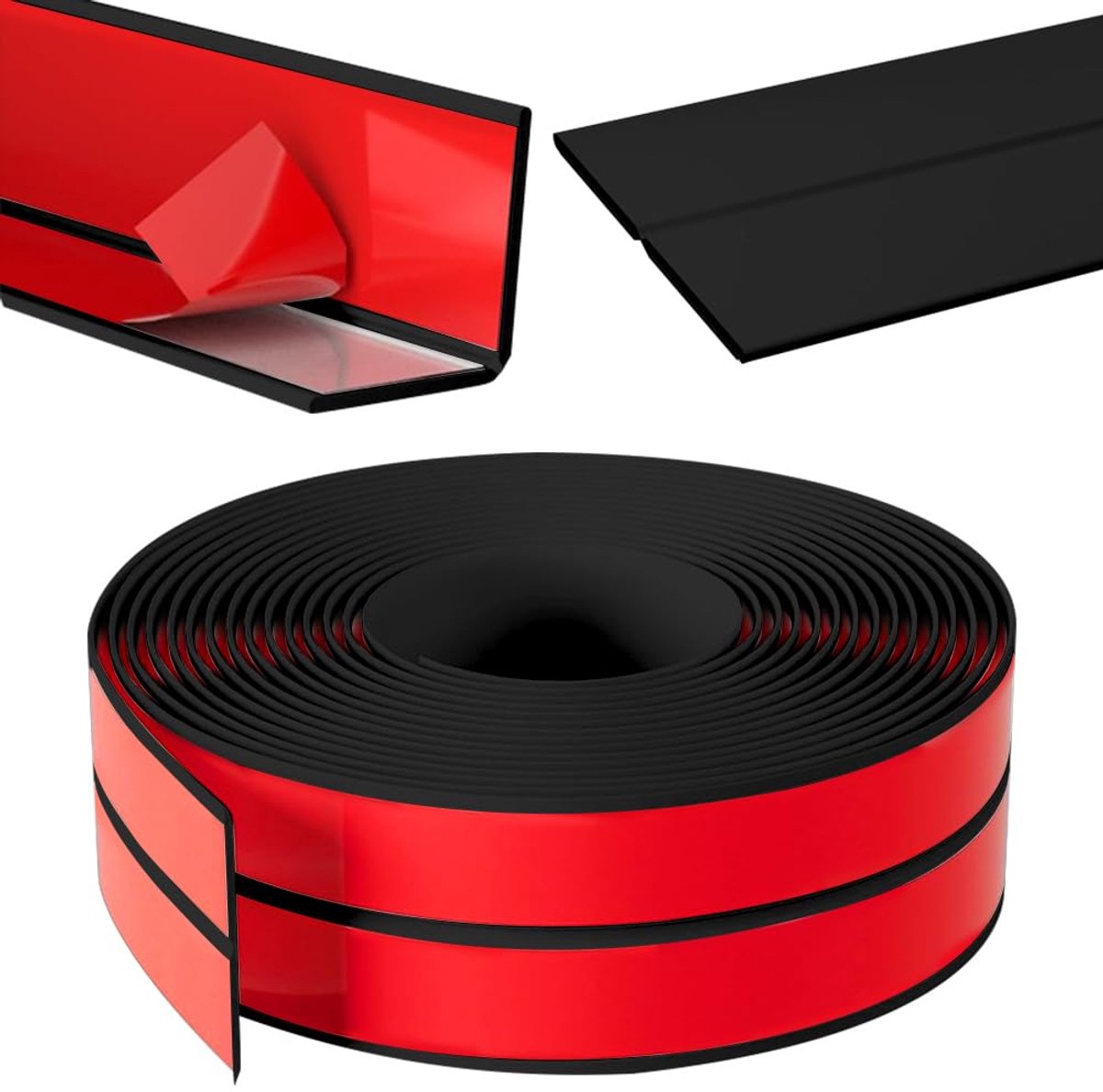 SnelShoppen - Soft Zelfklevende Waterdichte Plint voor Keuken en Muren, Flexibele Eindstrip (Zwart, 4m, 20mm x 20mm)