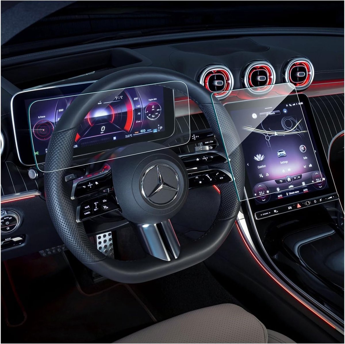 HD Series 9H Protective Film Pack of 2 for M-ercedes Benz C-Class W206 2021-2025 and GLC X254 2022-2025 with 11.9 Inch - ShopVlot