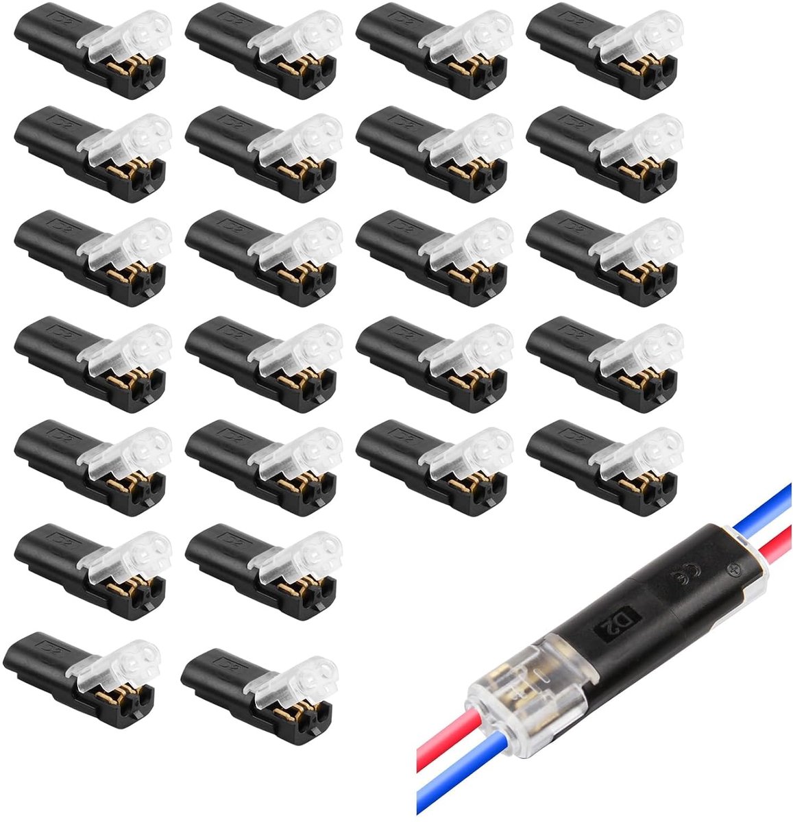 SnelShoppen - 24 Stuks 2-Pin Stekker Connectoren, Waterdichte Kabelverbindingen, 18-22 AWG Draad, Ideaal voor LED Verlichting en DIY Projecten