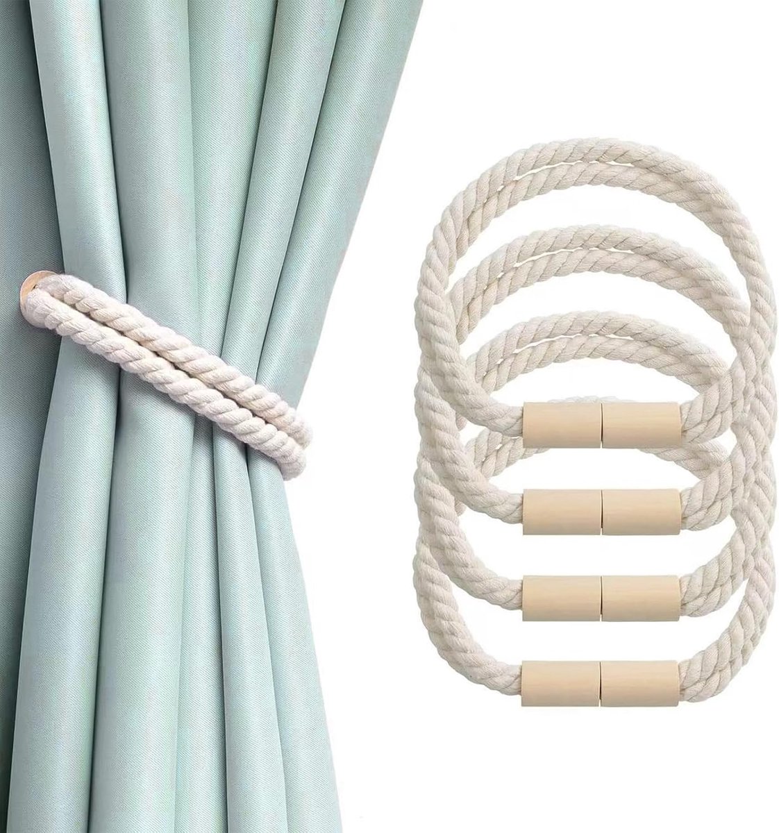 SnelShoppen - 4 Stuks Gordijnhouders voor Gordijnen, 50cm Gordijn, Magnetische Gordijnstrik, Ideaal voor Woonkamer, Slaapkamer, Kantoor