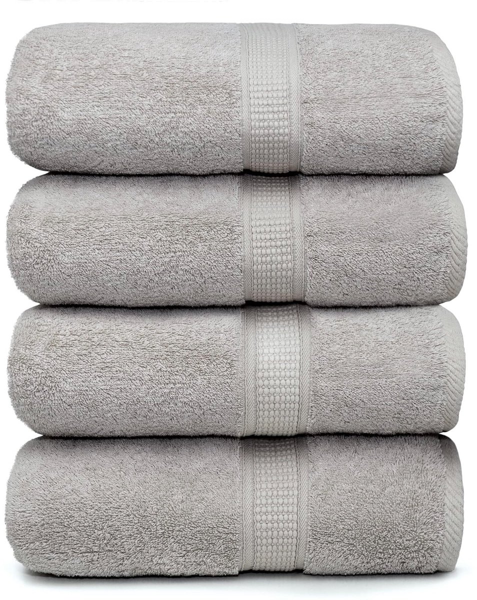 Omgoods - Premium Bamboe Katoenen Badhanddoeken - Natuurlijk & Ultra Absorberend (4-pak)