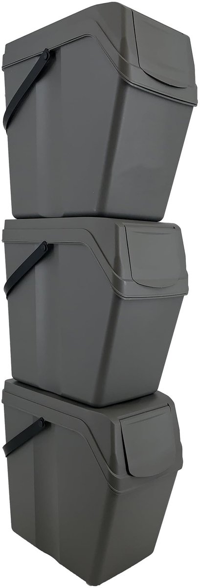 Omgoods - Set van 3 Recycling Bakken met 75 Liter Capaciteit