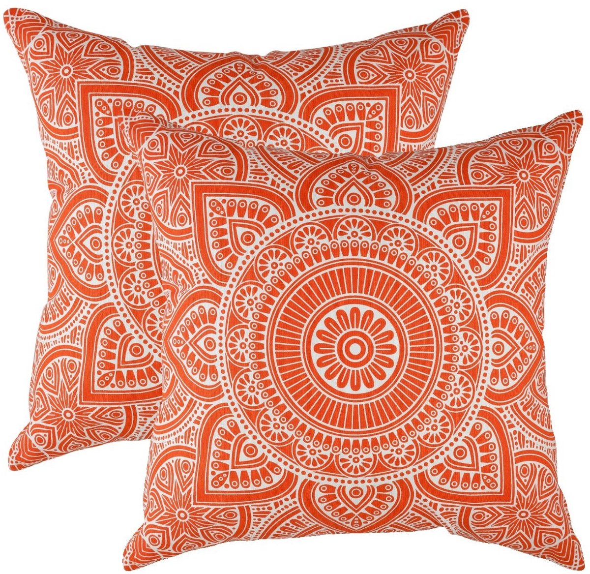 Omgoods - Set van 2 Mandala Kussenhoezen van 100% Katoen 40x40 cm Oranje