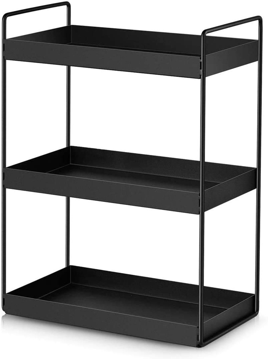 Omgoods - 3-laags Staande Plank Onderkast - Organizer voor Keuken en Badkamer in Zwart