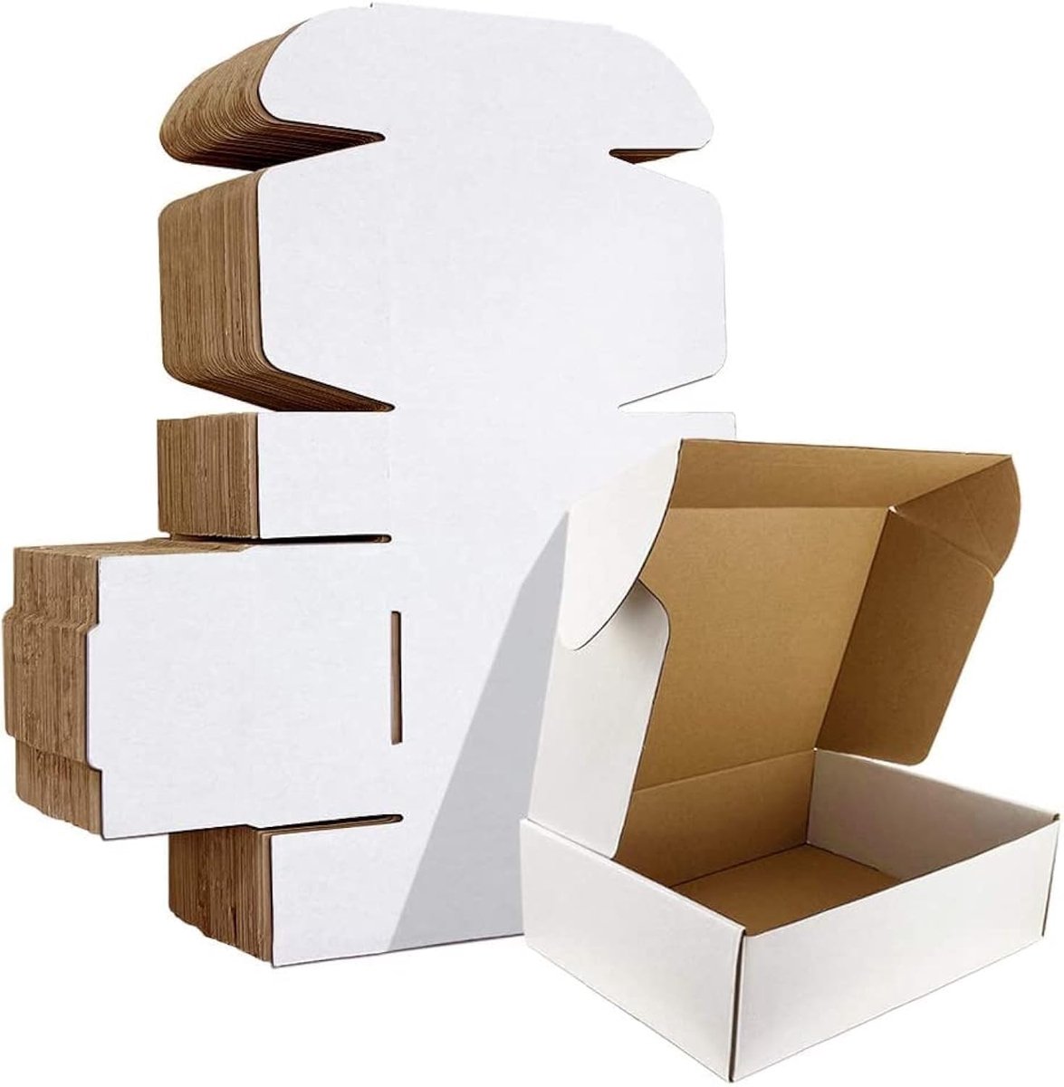 Omgoods- Verzenddozen 25 stuks - Kleine Kartonnen Doos - 229 x 153 x 51 mm - Verpakkingsdozen met Deksel - Vouwkarton - Robuuste Prestaties