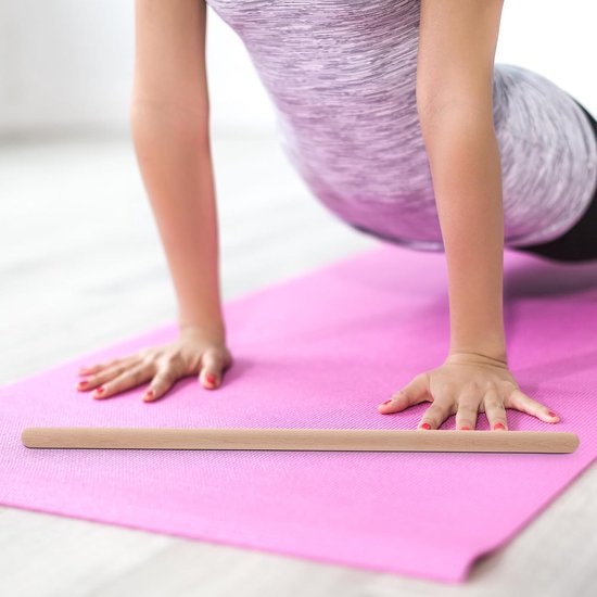 Houten Pilates Stok - Yoga Rekoefen Stok - Houding Corrigeren - Massief Houten Constructie - 49.5 cm - Beige van houten — afbeelding 2